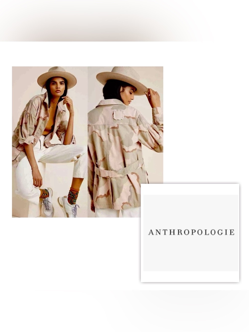 NWOT Anthropologie Women S LIDA Pink Camo Utility Jacket blazer distressed